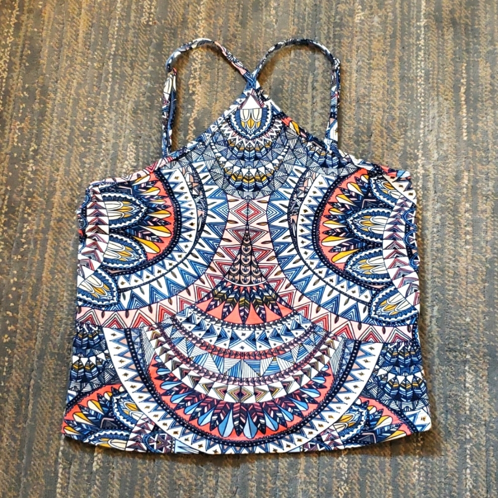 Billabong Cropped Pattern Tank Top - Size M